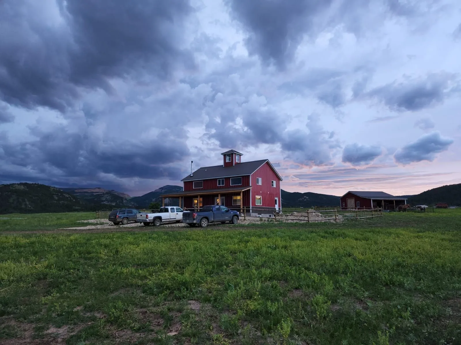Montana barn under dramatic Bitterroot Valley sky